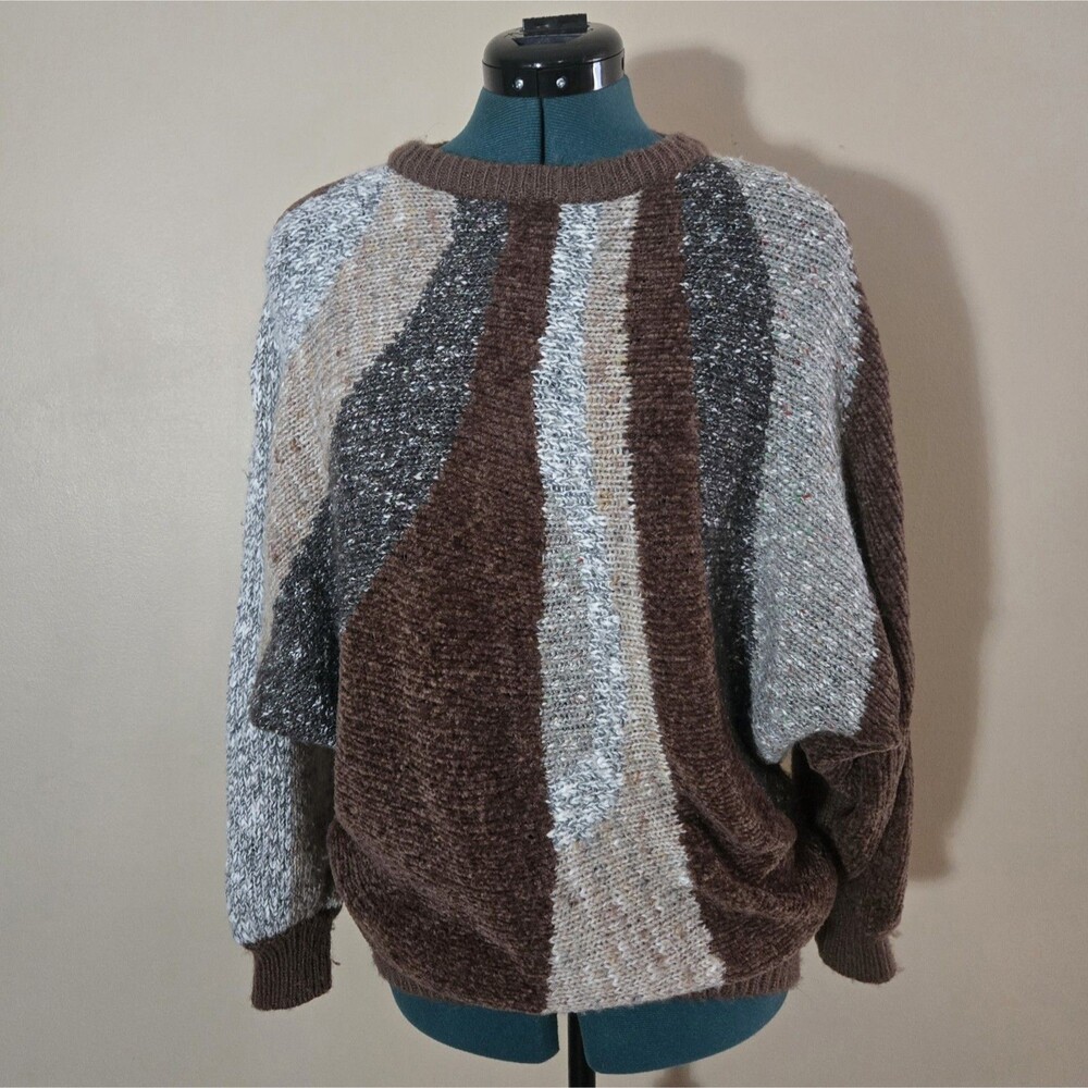 Vintage 80s Bonita Collection Abstract Knit Sweater - Cozy Goblincore